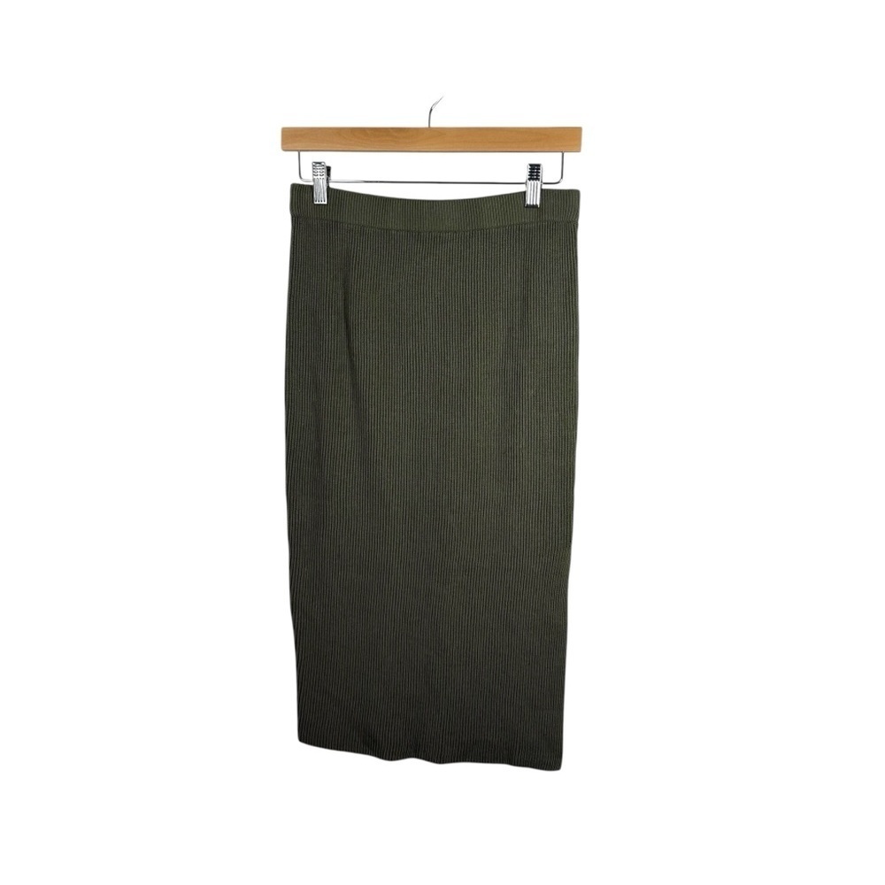 House of Harlow 1960 Ribbed Knit Midi Skirt in Olive Green Size M